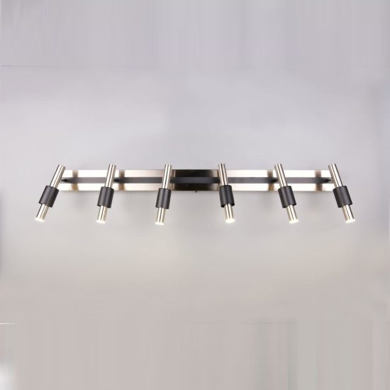Plafoniera con 6 faretti led 27w 2300k 3000k 4000k orientabili moderna nichel opaco nera