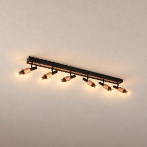 Plafoniera con 6 faretti led 27w 2300k 3000k 4000k orientabili moderna nera caffe