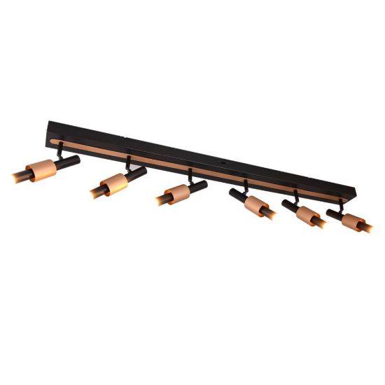 Plafoniera con 6 faretti led 27w 2300k 3000k 4000k orientabili moderna nera caffe