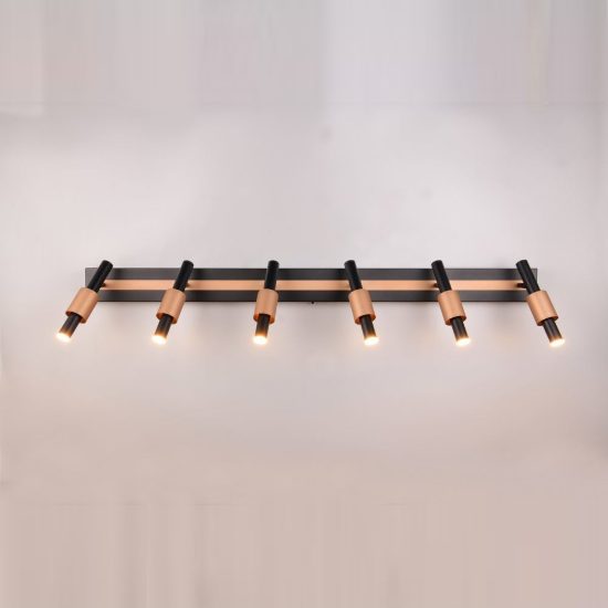 Plafoniera con 6 faretti led 27w 2300k 3000k 4000k orientabili moderna nera caffe