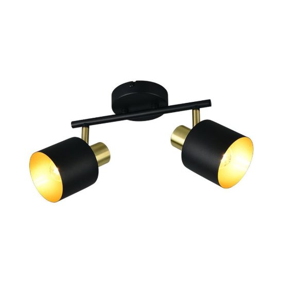 Plafoniera con 2 faretti orientabili moderna nera oro