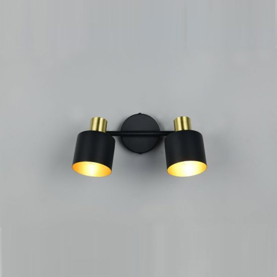 Plafoniera con 2 faretti orientabili moderna nera oro