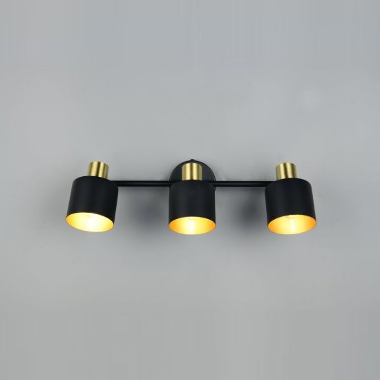 Plafoniera con 3 faretti orientabili moderna nera oro