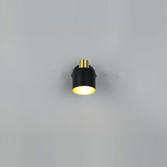 Applique per comodino camera da letto con faretto orientabile moderna nera oro interruttore