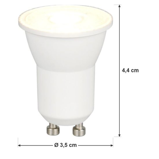 Lampadina led mini gu10 4w 3000k bianca dimmerabile con interruttore