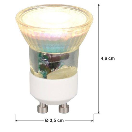 Lampadina led mini gu10 4w 2700k trasparente dimmerabile