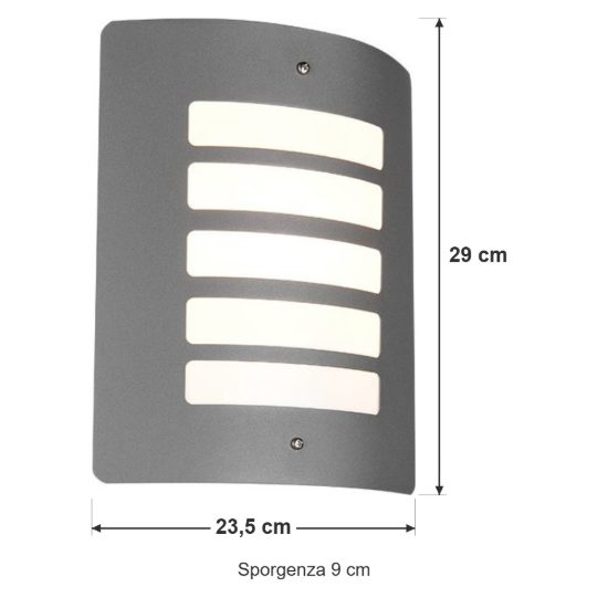 Applique da esterno ip44 moderna nera in alluminio pressofuso
