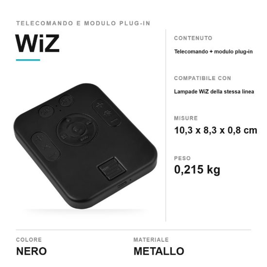 Telecomando wiz con modulo plug-in per lampade compatibili nero