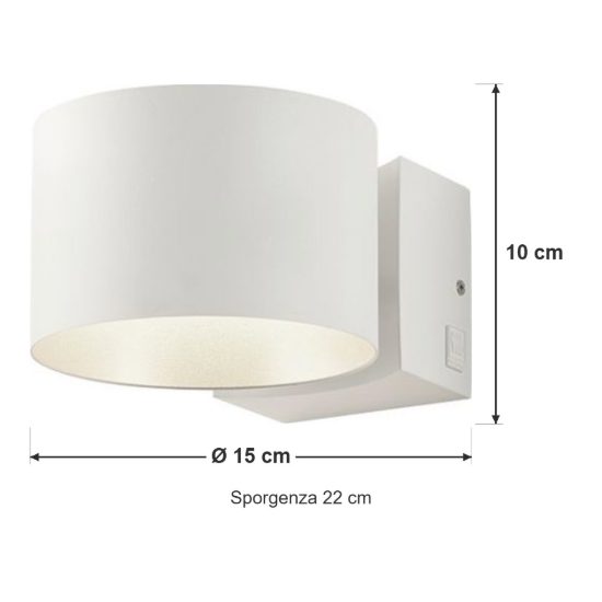Applique per salotto led 10w cct 2700k 6000k con telecomando orientabile moderna bianca