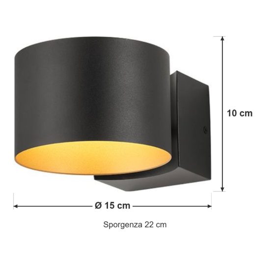 Applique per soggiorno led 10w cct 2700k 6000k con telecomando orientabile moderna nera
