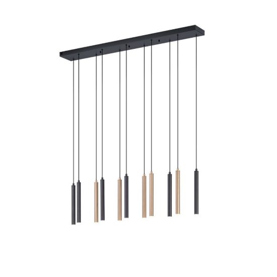 Lampadario a sospensione con 11 pendenti per sala da pranzo led 33w cct 2300k 4000k con telecomando lineare nero caffe