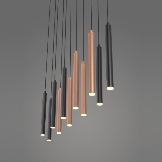 Lampadario a sospensione con 11 pendenti per sala da pranzo led 33w cct 2300k 4000k con telecomando lineare nero caffe