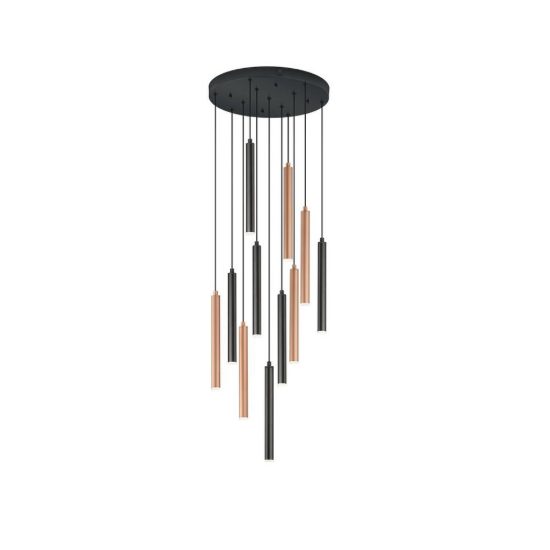 Lampadario a sospensione con 11 pendenti per sala da pranzo led 33w cct 2300k 4000k con telecomando nero caffe