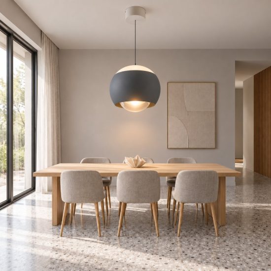 Lampada a sospensione per sala da pranzo led 5w cct 2300k 4000k con telecomando grigia salmone