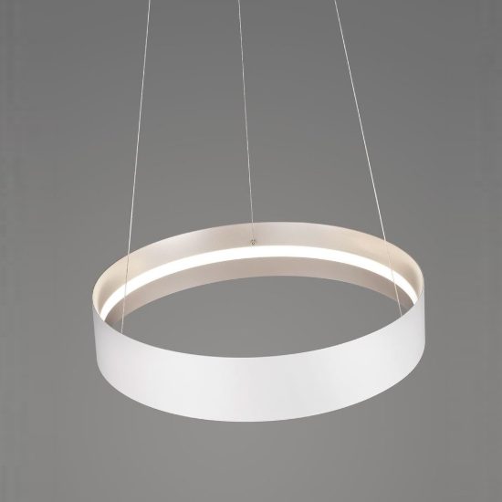 Lampadario a sospensione per salotto led 38w cct 2700k 6000k con telecomando bianco ad anello
