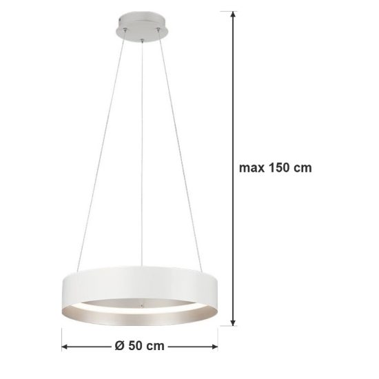 Lampadario a sospensione per salotto led 38w cct 2700k 6000k con telecomando bianco ad anello
