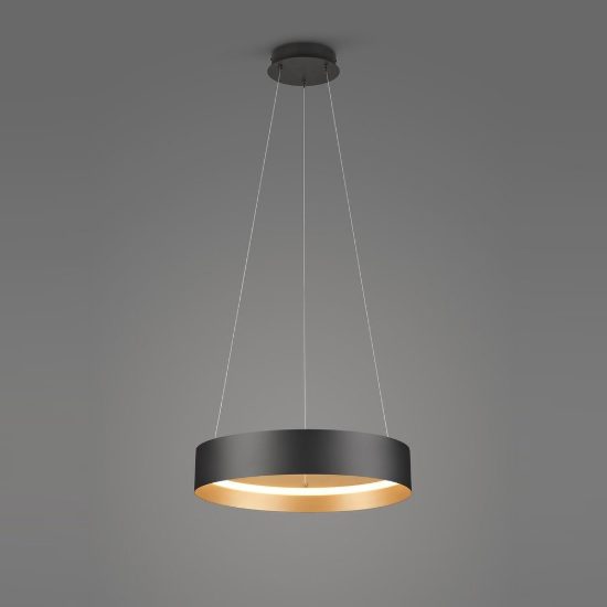 Lampadario a sospensione per sala da pranzo led 38w cct 2700k 6000k con telecomando nero ad anello