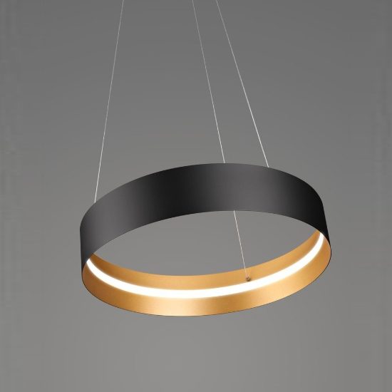 Lampadario a sospensione per sala da pranzo led 38w cct 2700k 6000k con telecomando nero ad anello