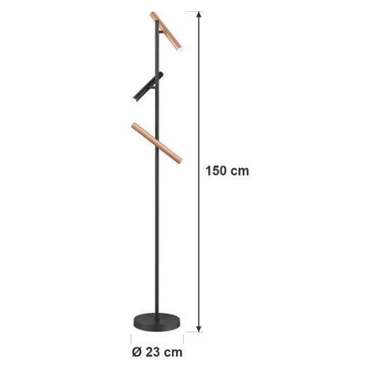 Piantana led 9w cct 2300k 3000k 4000k touch per soggiorno nera caffe