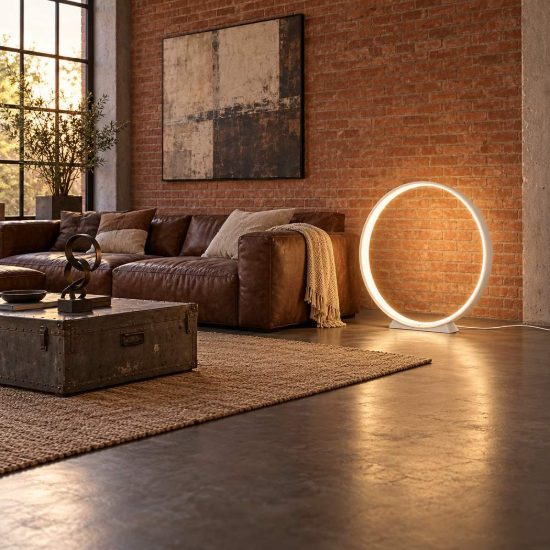 Piantana led 28w cct 2700k 6000k con telecomando per soggiorno bianca ad anello