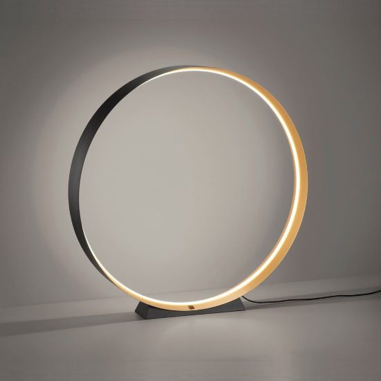 Lampada da terra led 28w cct 2700k 6000k con telecomando per soggiorno nera ad anello