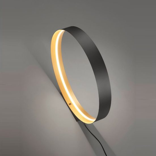 Lampada da terra led 28w cct 2700k 6000k con telecomando per soggiorno nera ad anello