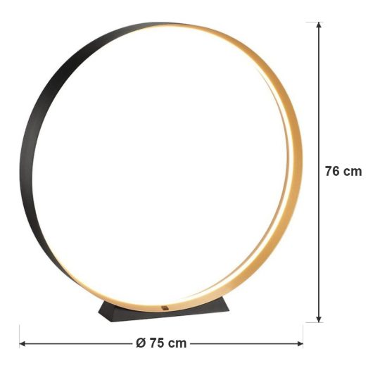Lampada da terra led 28w cct 2700k 6000k con telecomando per soggiorno nera ad anello