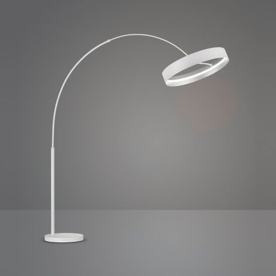 Piantana ad arco led 32w cct 2700k 6000k con telecomando per soggiorno bianca con anello