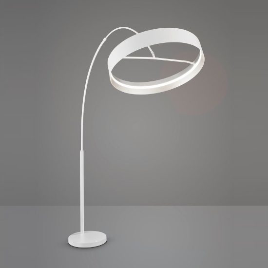 Piantana ad arco led 32w cct 2700k 6000k con telecomando per soggiorno bianca con anello