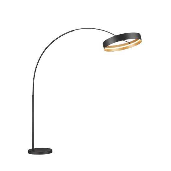 Lampada da terra ad arco led 32w cct 2700k 6000k con telecomando per soggiorno nera con anello