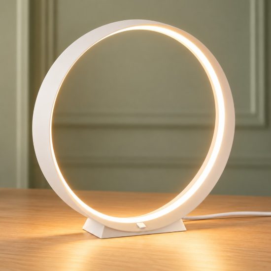 Lampada da tavolo led 15w cct 2700k 6000k con telecomando per soggiorno moderna bianca ad anello