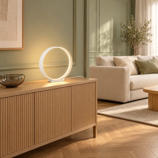 Lampada da tavolo led 15w cct 2700k 6000k con telecomando per soggiorno moderna bianca ad anello