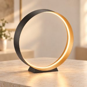 Lampada da tavolo led 15w cct 2700k 6000k con telecomando per soggiorno moderna nera ad anello