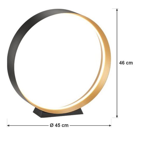 Lampada da tavolo led 15w cct 2700k 6000k con telecomando per soggiorno moderna nera ad anello