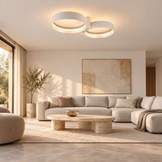 Plafoniera led 36w cct 2700k 6000k con telecomando per soggiorno moderna bianca a doppio cerchio