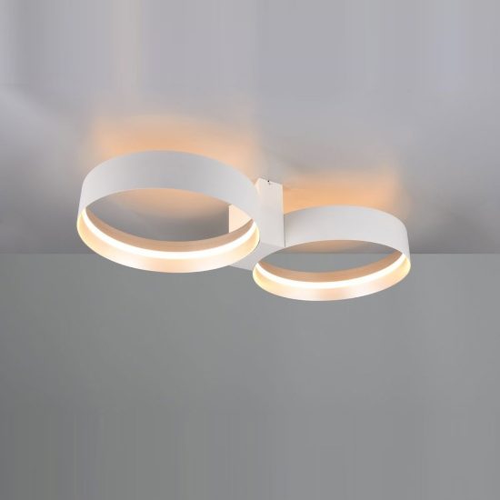 Plafoniera led 36w cct 2700k 6000k con telecomando per soggiorno moderna bianca a doppio cerchio