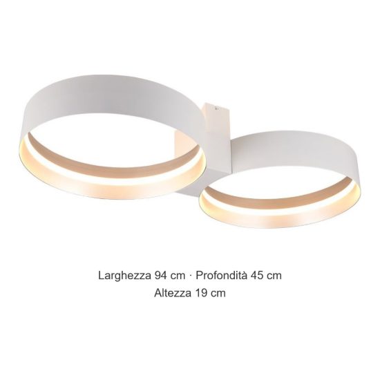 Plafoniera led 36w cct 2700k 6000k con telecomando per soggiorno moderna bianca a doppio cerchio