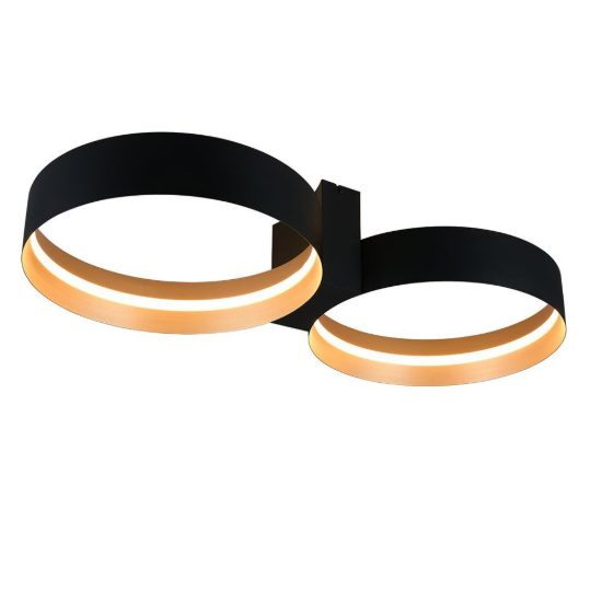 Plafoniera led 36w cct 2700k 6000k con telecomando per soggiorno moderna nera a doppio cerchio