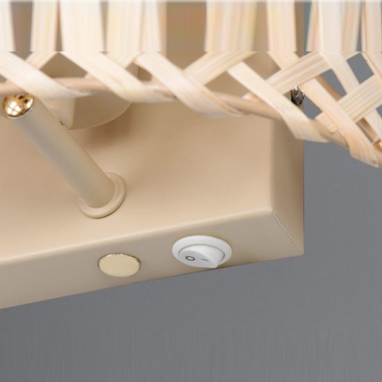 Applique per comodino camera da letto moderna con paralume in bambu naturale interruttore