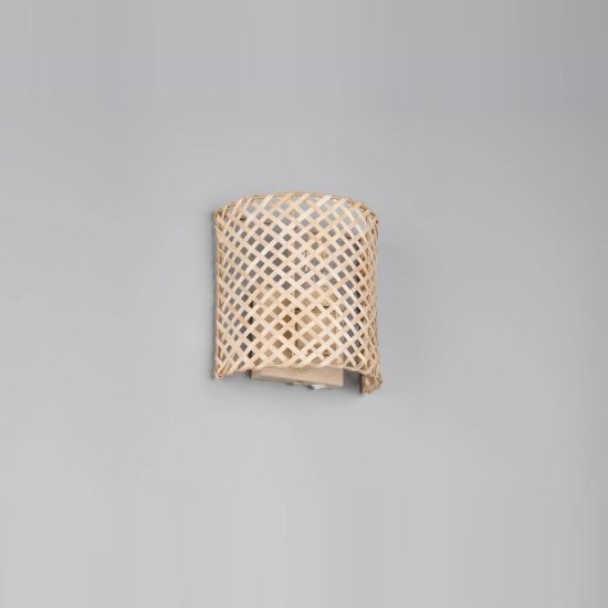 Applique per comodino camera da letto moderna con paralume in bambu naturale interruttore