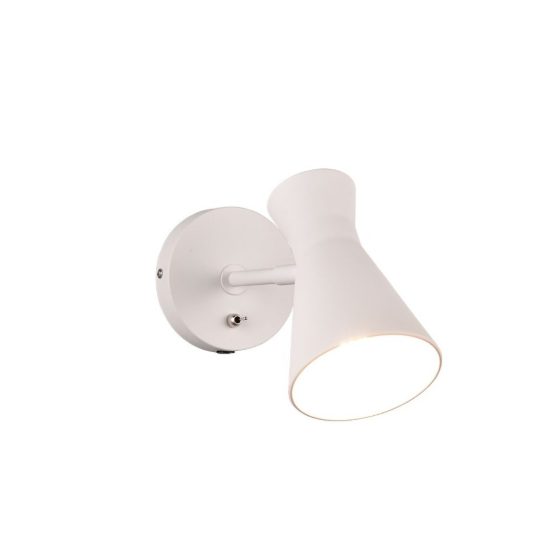 Applique per comodino camera da letto orientabile bianca con paralume a doppio cono interruttore