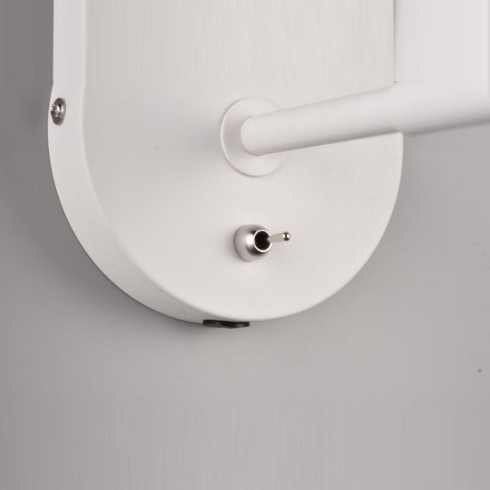 Applique per comodino camera da letto orientabile bianca con paralume a doppio cono interruttore