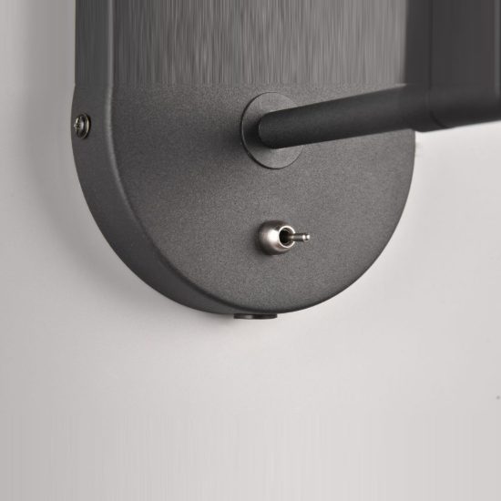 Applique per comodino camera da letto orientabile nera con paralume a doppio cono interruttore