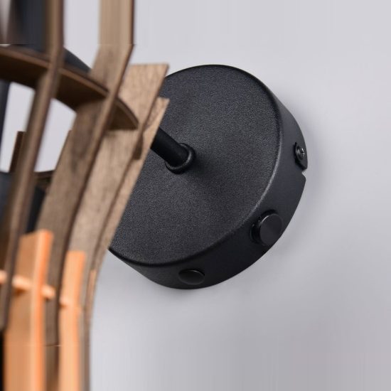 Applique per comodino camera da letto moderna in legno naturale metallo nero con interruttore