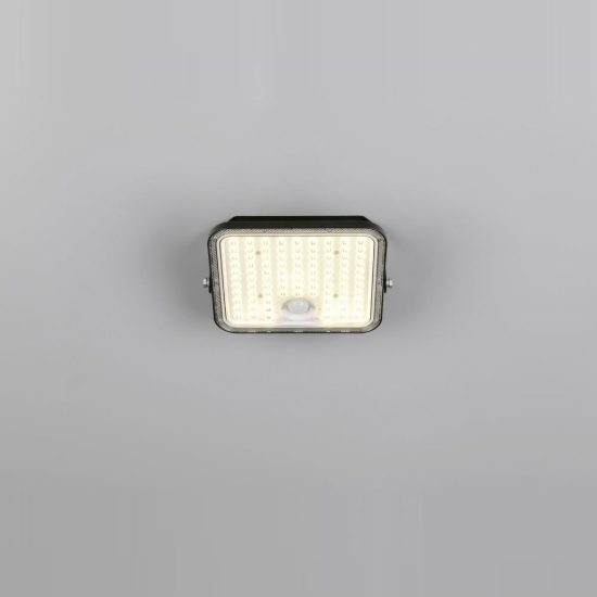 Proiettore solare da esterno led 18w 4000k con telecomando sensore di movimento ip65 nero