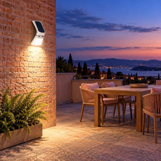 Applique da esterno solare led 3,5w 4000k con sensore di movimento ip44 orientabile bianca
