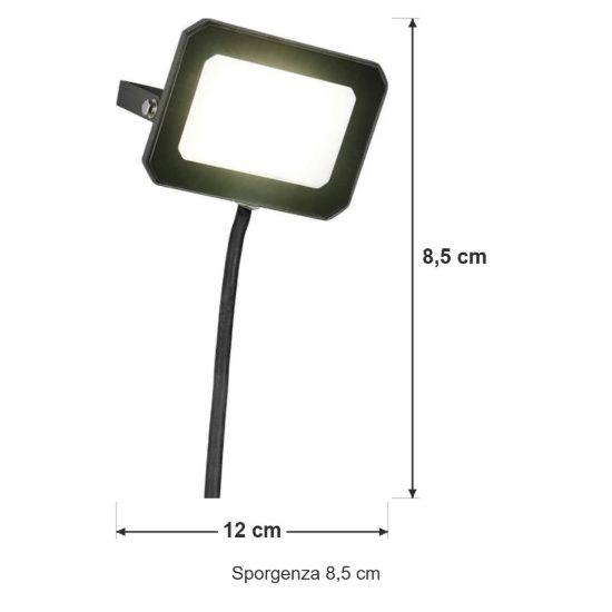 Proiettore da esterno led 20w 4000k ip65 orientabile nero