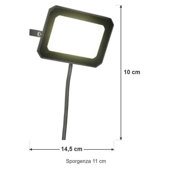 Proiettore da esterno led 30w 4000k ip65 orientabile nero