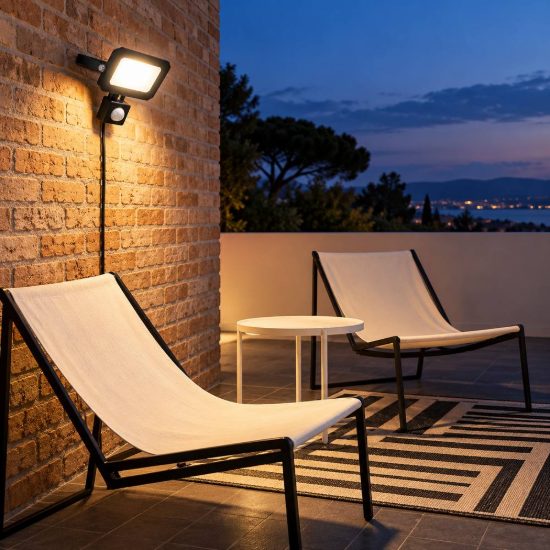 Proiettore da esterno led 20w 4000k con sensore di movimento ip44 orientabile nero