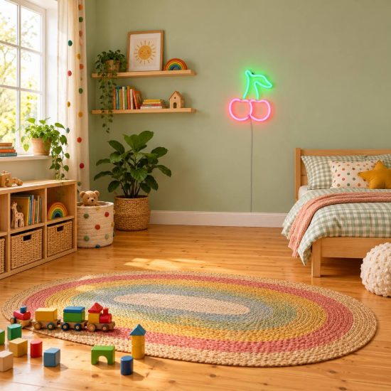 Applique per soggiorno led 2w usb-c decorativa a forma di ciliegie effetto neon trasparente